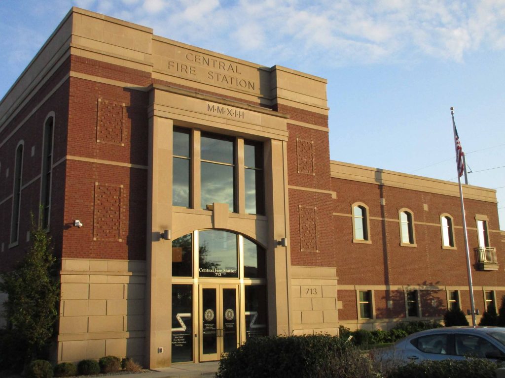 Front of new fire station, Cedar Rapids Iowa