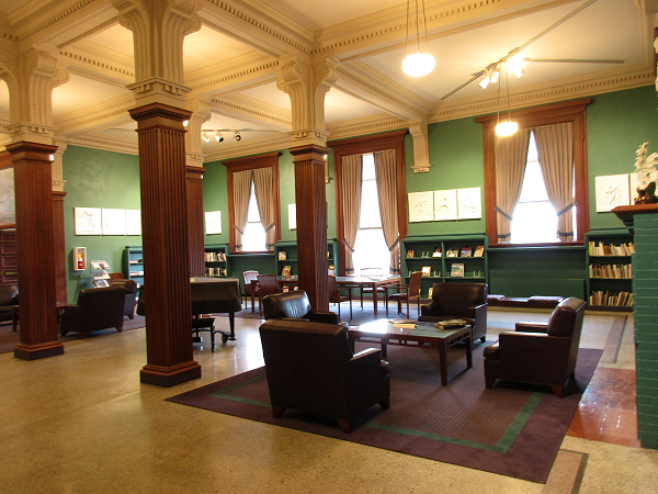 interior of an old library with columns